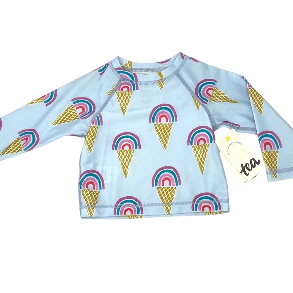 NWT Tea Rash Guard Baby Swim Rainbow Cones in Blue Sz 6-9 Months